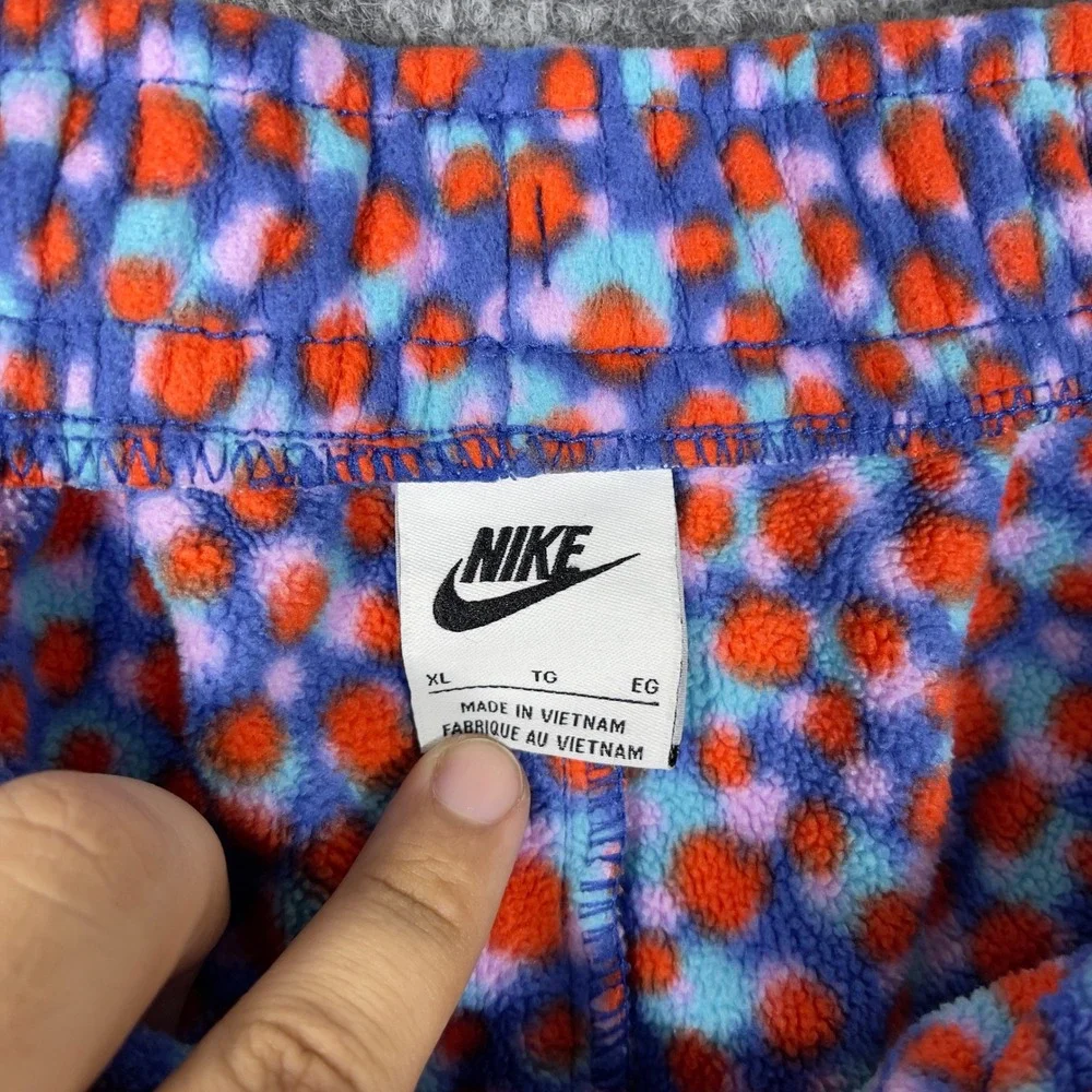 Nike Fleece Shorts Mens XL Blue Orange Polka Dot Sportswear Drawstring
